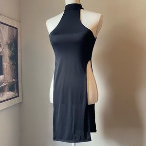 Sexy High Leg Halter Mini Dress